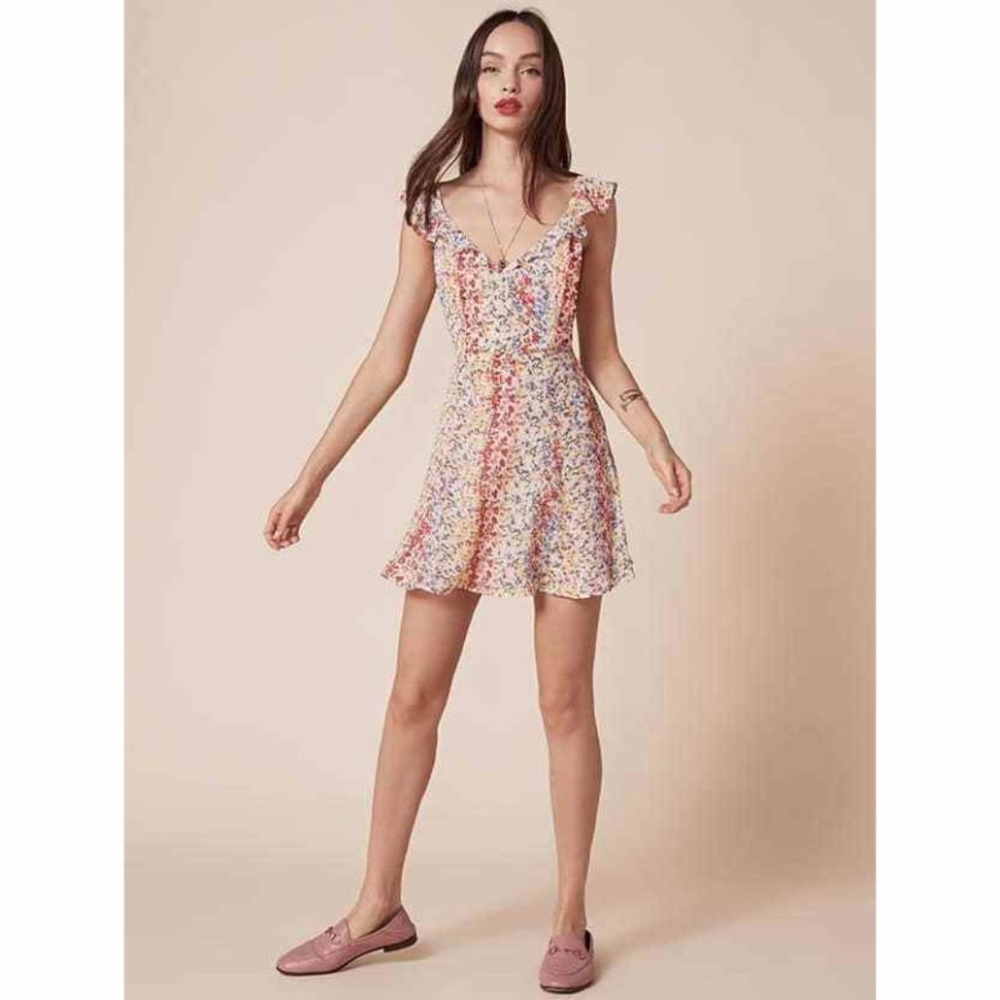 Reformation Issa Floral Printed Ruffle Mini Dress - Picture 4 of 6